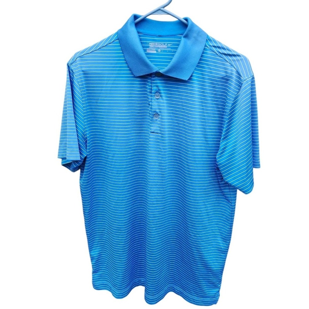 Nike Polo Shirt Mens XL‎ White Blue Golf Polo Tour Performance Stretch Dri-Fit